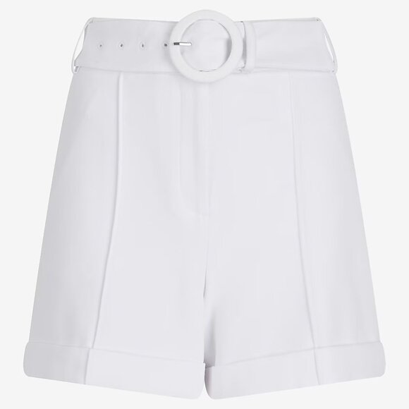 Express Super High Waisted Belted Pintuck Shorts - Picture 1 of 4